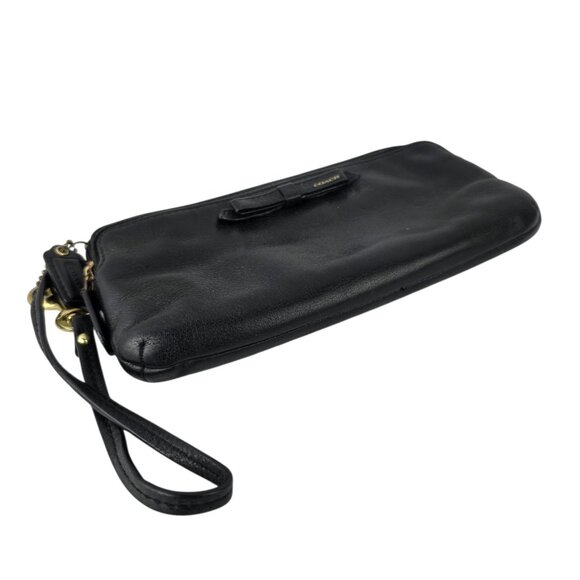 Vintage Coach Leather Signature Black Clutch Wristlet Bag 8" x 4.5" - Picture 3 of 6